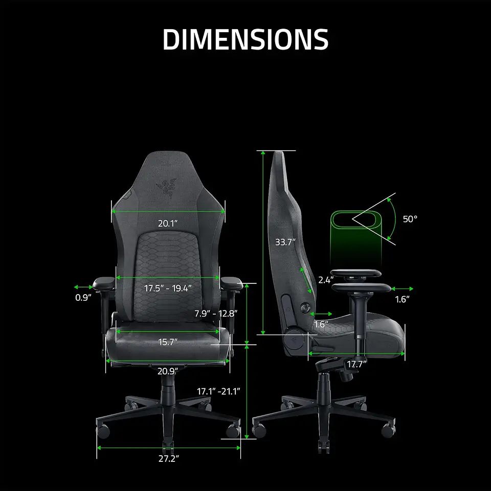 Silla Gamer Razer Iskur V2 Fabric Dark Gray, apoyabrazos 4D 4