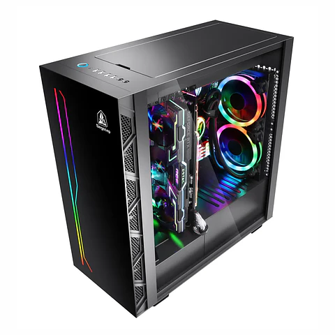 Gabinete Segotep K1 Full Tower Frontal Con Franja Rgb - negro