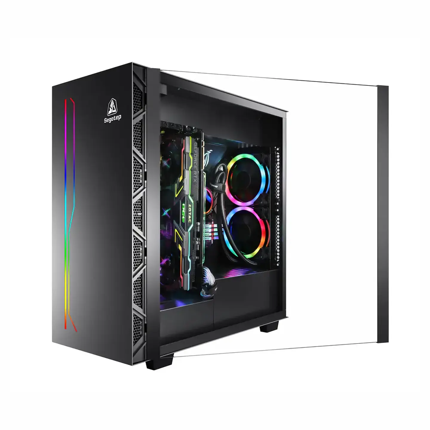 Gabinete Segotep K1 Full Tower Frontal Con Franja Rgb - negro 5