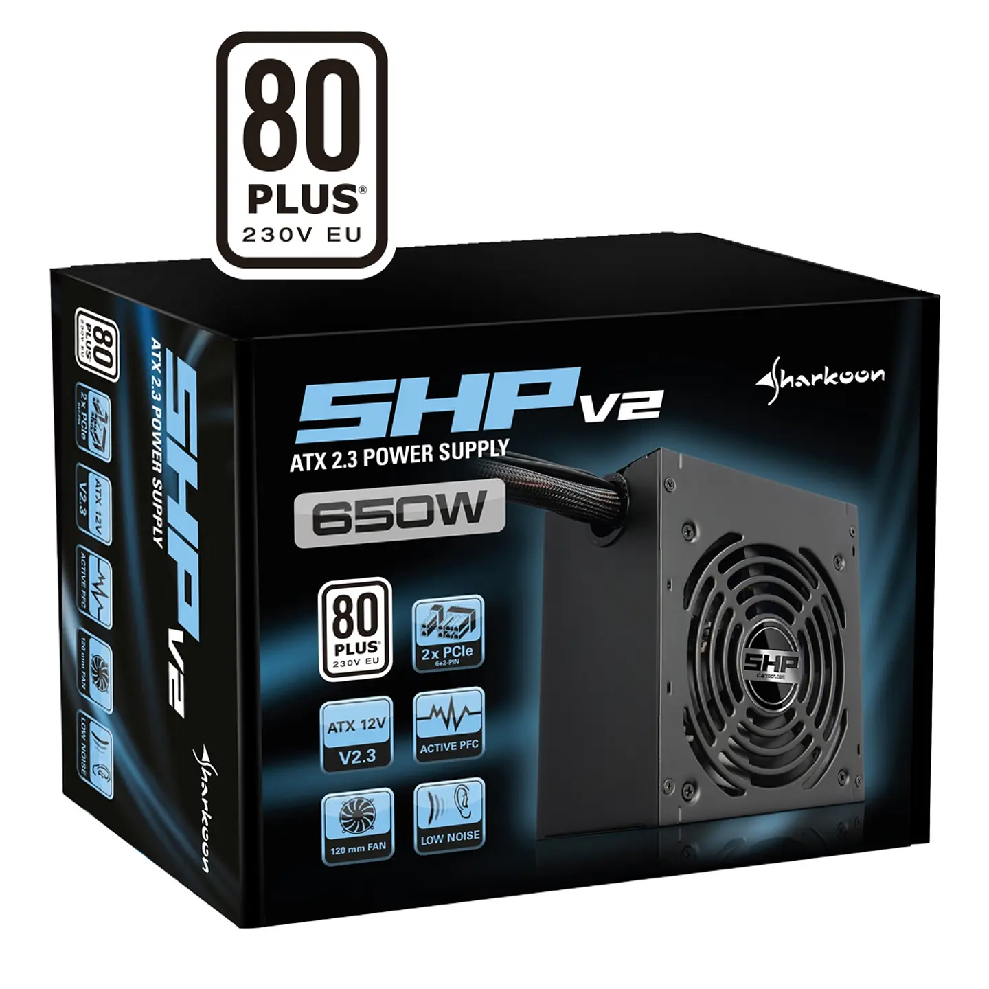 Fuente de Poder Sharkoon SHP650 V2, 650W 80+ Plus White 4