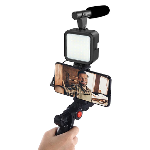 Kit De Grabacion Estabilizador Luz Led Y Micrófono