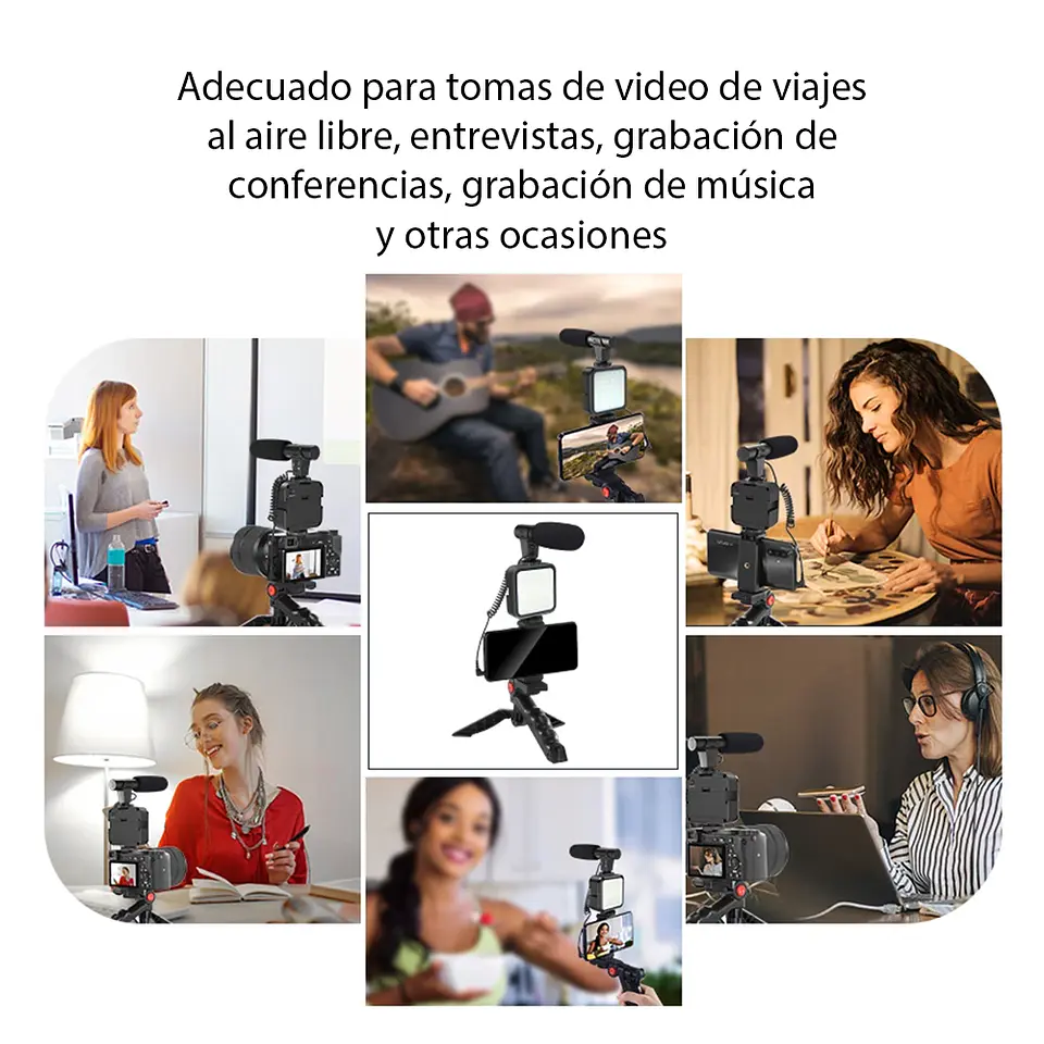 Kit De Grabacion Estabilizador Luz Led Y Micrófono 3