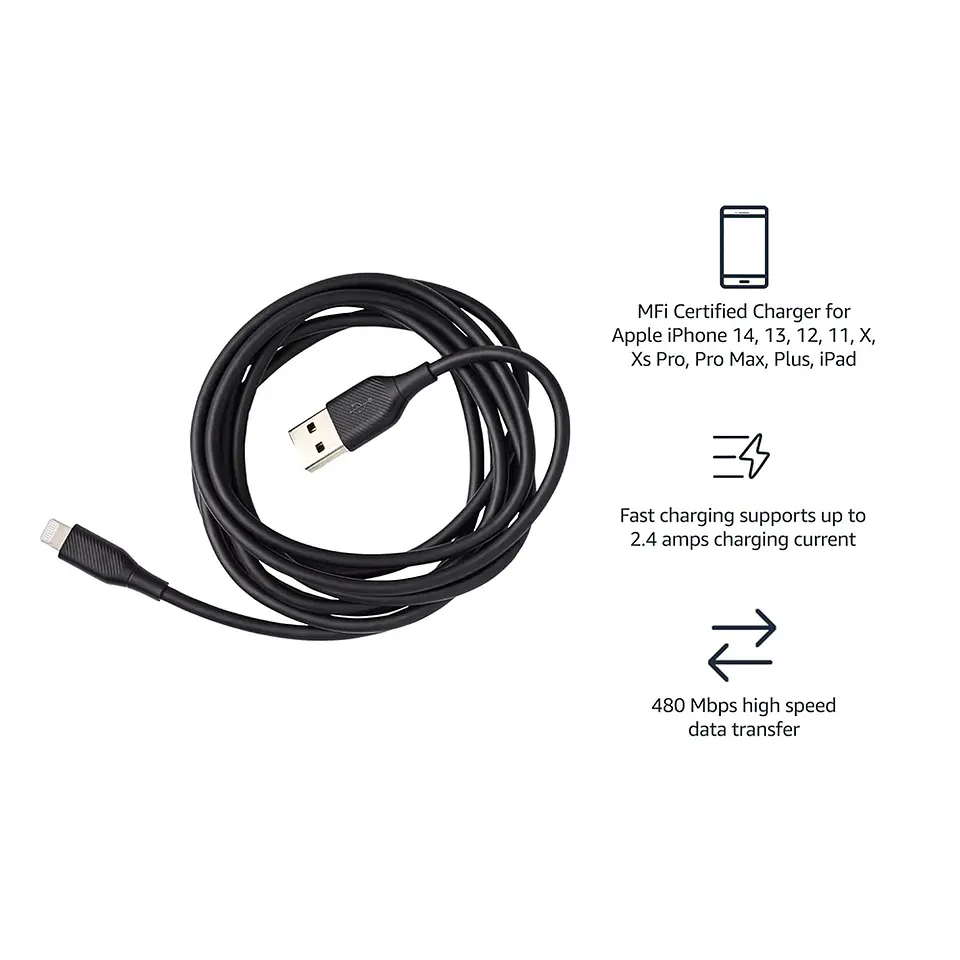 Cable Carga rápida reforzado de 2 mts para IPhone, IPad -USB 3