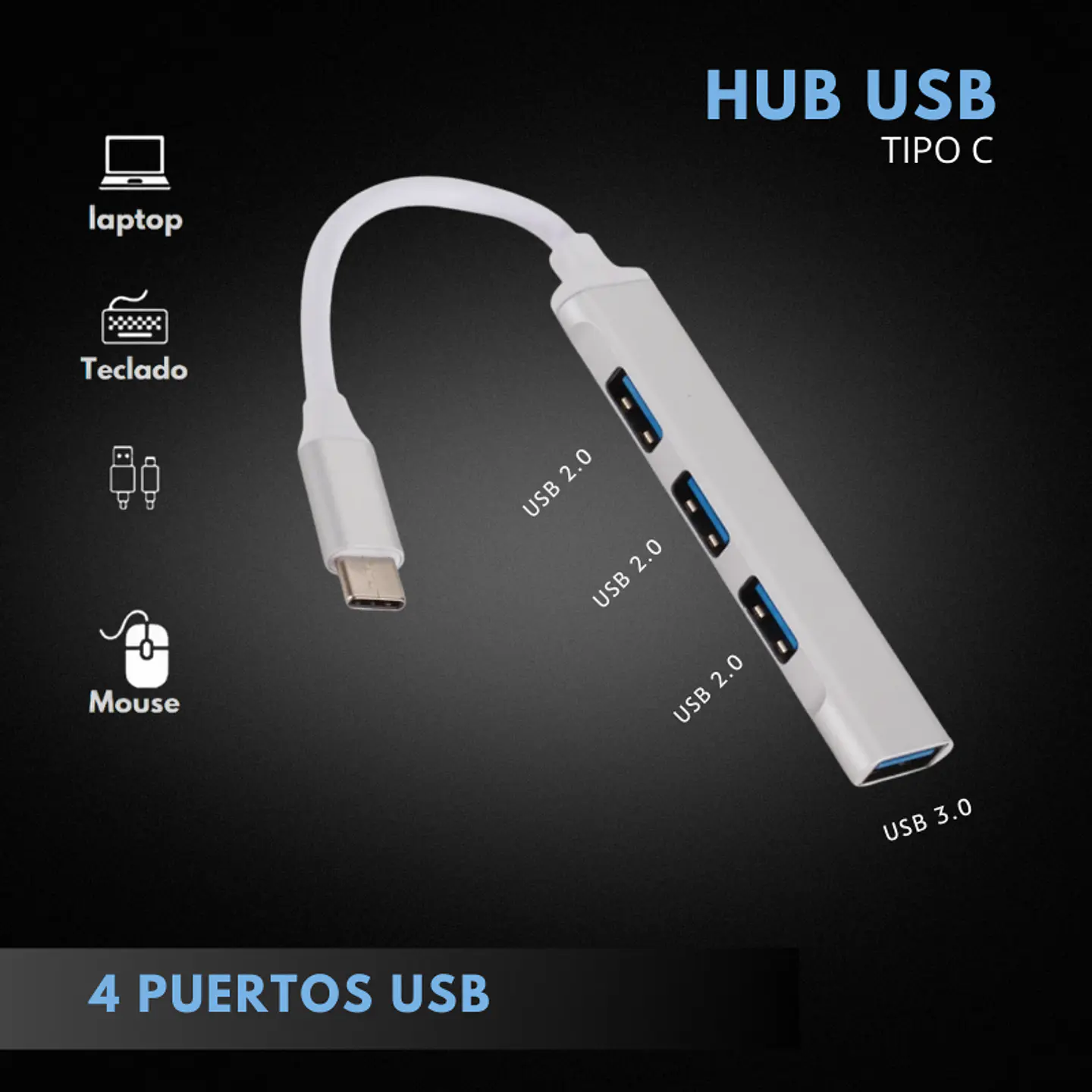 Adaptador Hub Extensor Tipo C a 4 Puertos Usb 3.0 y 2.0 5gbsp 2
