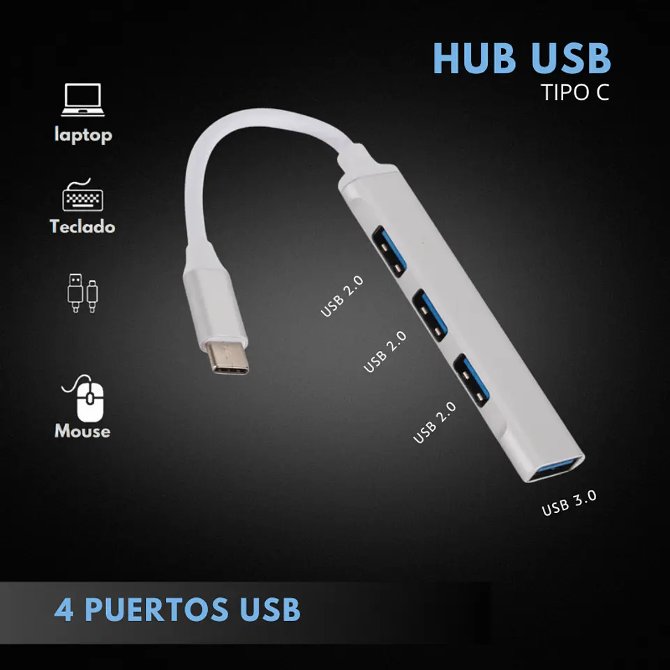 Adaptador Hub Extensor Tipo C a 4 Puertos Usb 3.0 y 2.0 5gbsp 2