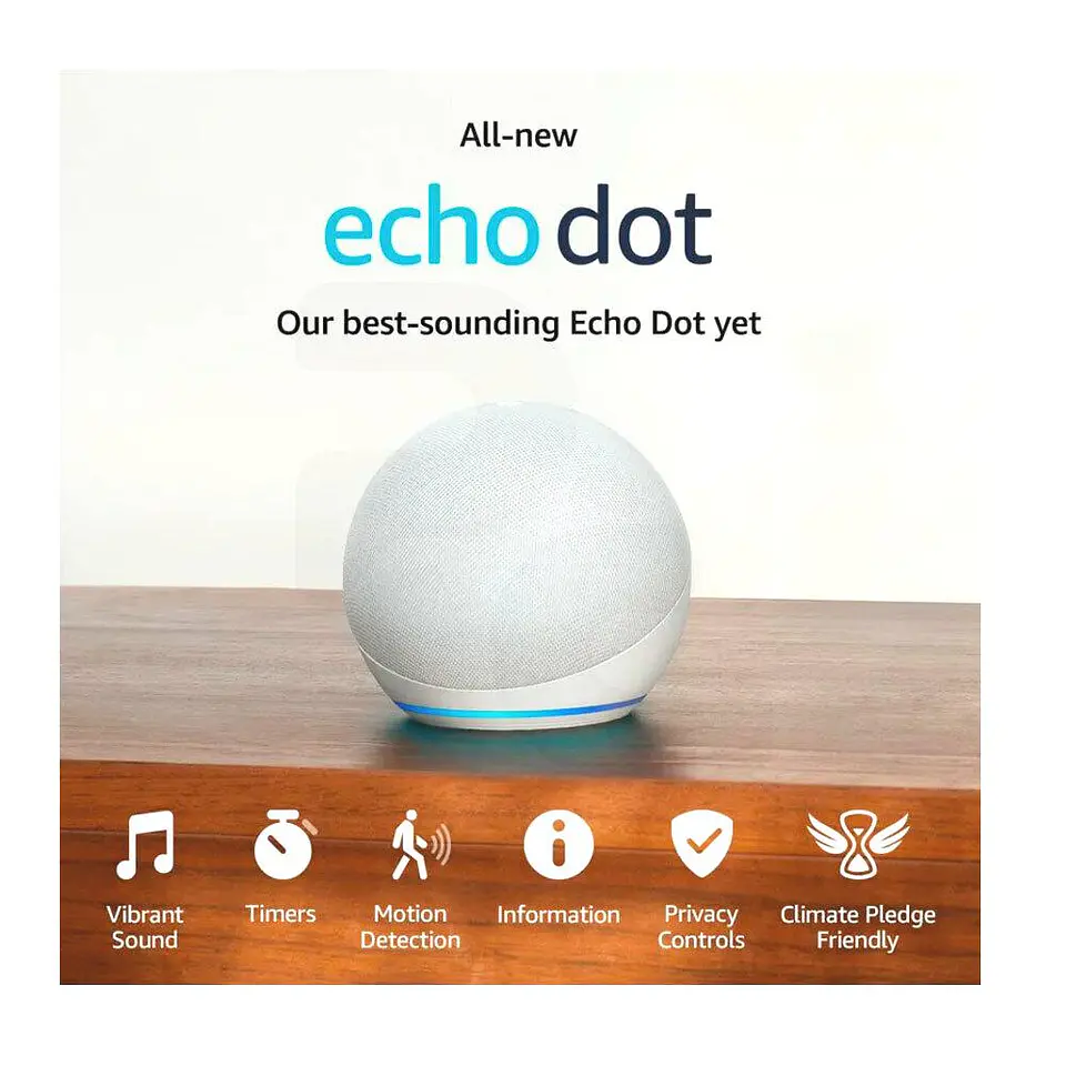 Amazon Echo Dot 5th Gen con asistente virtual Alexa glacier white 110V/240V 5