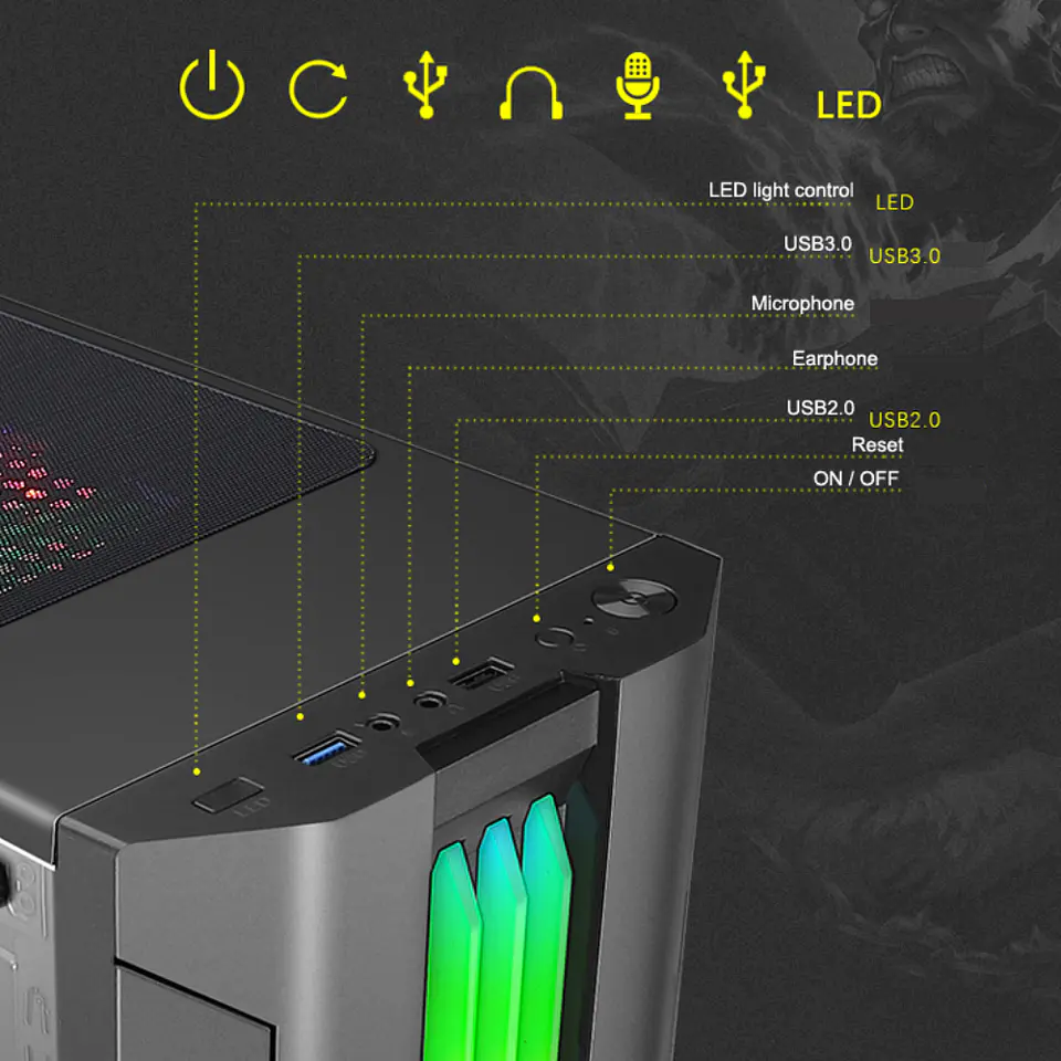 Gabinete Gamer Krisper Pro Vidrio Templado Atx, Micro Atx - 3 ventiladores RGB 6