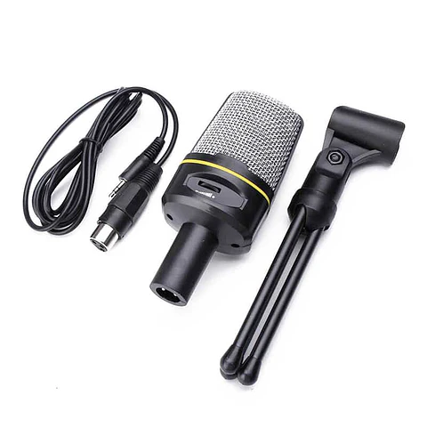 Micrófono Condensador Andowl de Estudio con tripode, plug 3.5mm