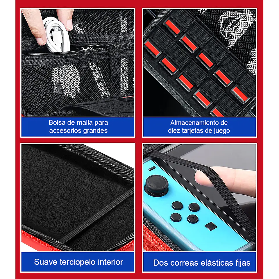 Bolso/Estuche Mario Bross para consola Nintendo Switch y accesorios 4