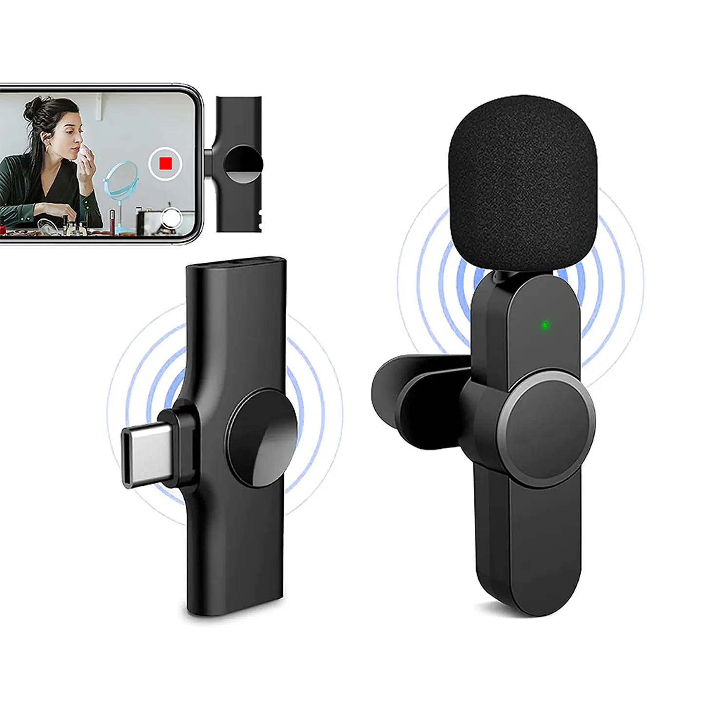 Micrófono Lavalier Solapa Inalámbrico Tipo C Para Celular, Notebook, Tablet 1