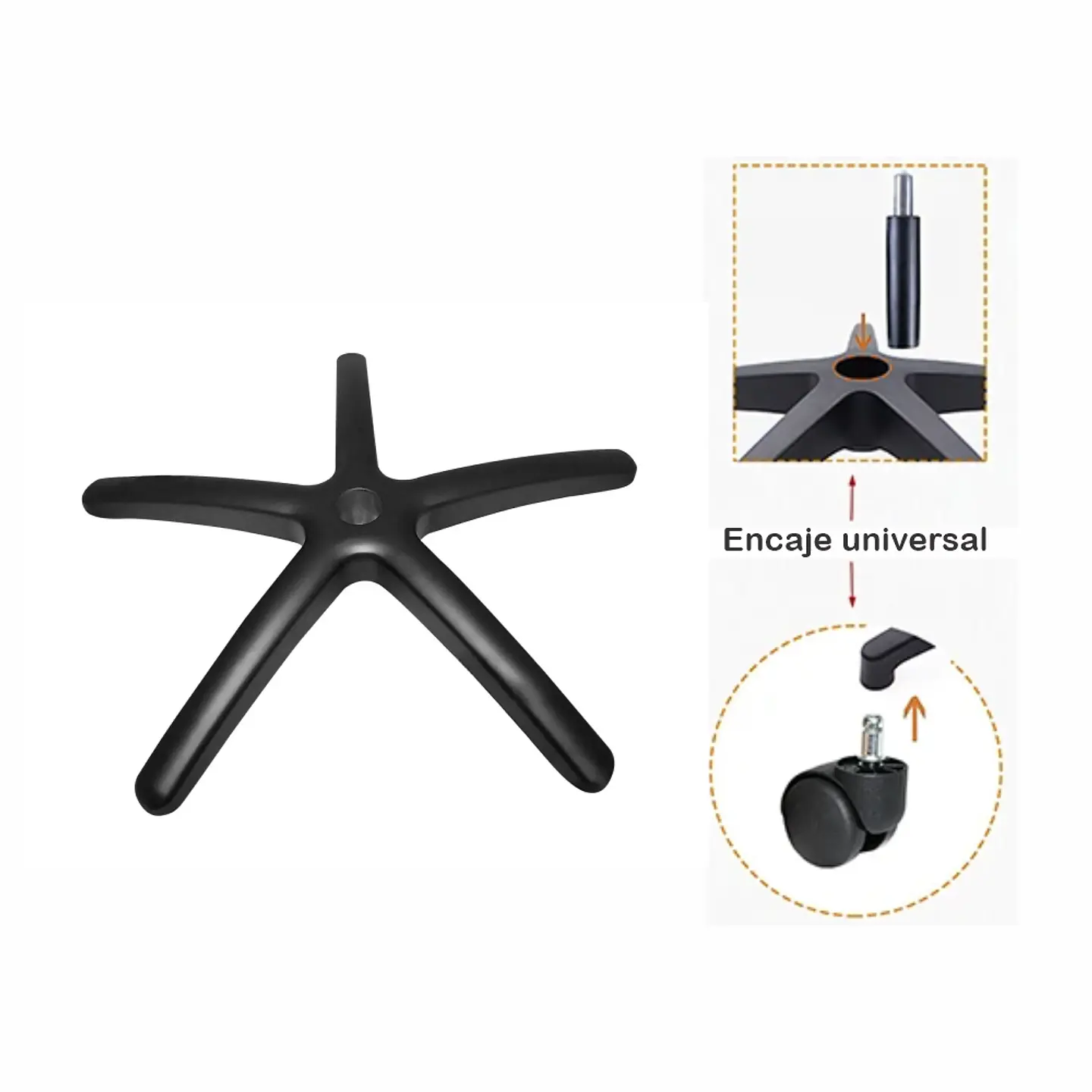 Repuesto de Silla Base Metálica Estrella Universal,100% acero, ultra-resistente 5