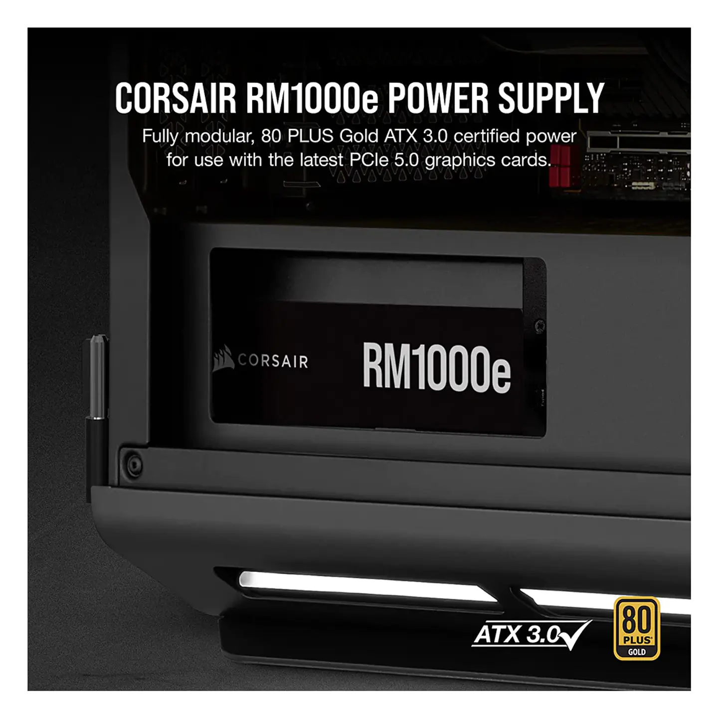 Fuente de Poder Corsair RM1000e de 1000W (Full Modular, Certificada 80+ Gold, AT 6