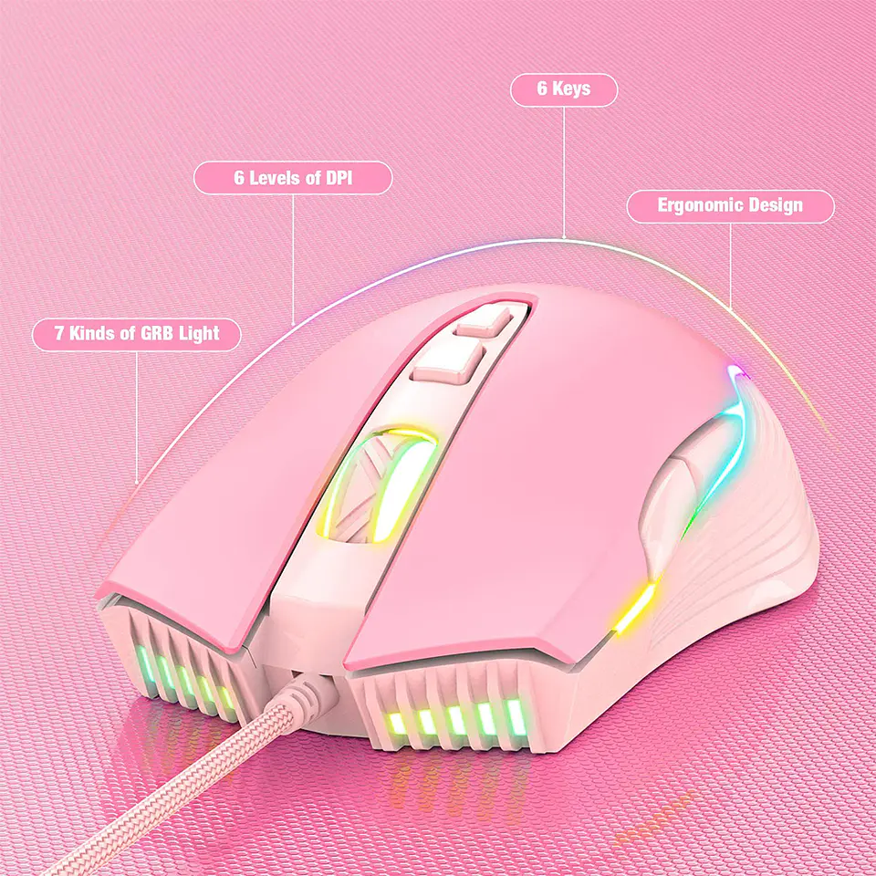 Kit Gamer 2 En 1 Onikuma G25-cw905, Teclado + Mouse Pink 3