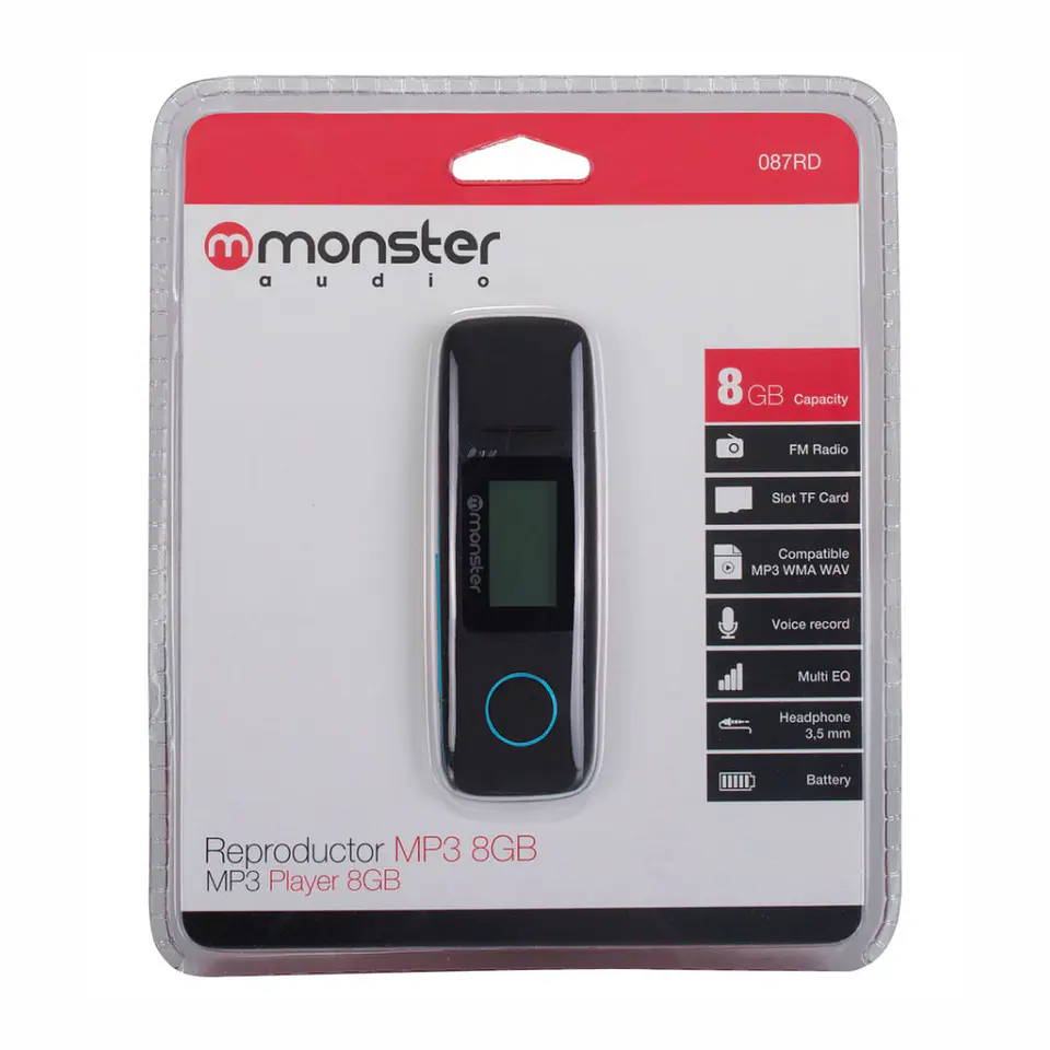 Reproductor Monster Mp3, 16gb, Radio FM, Puerto microSD, Con Grabador De Voz - celeste 4