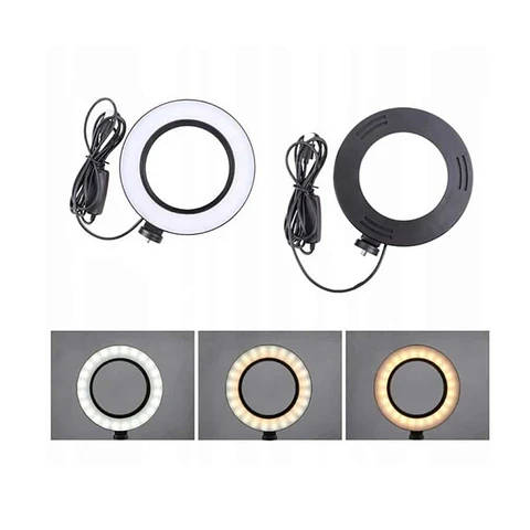Aro de luz 16cm, 3 tonos regulable, incluye trípode de mesa