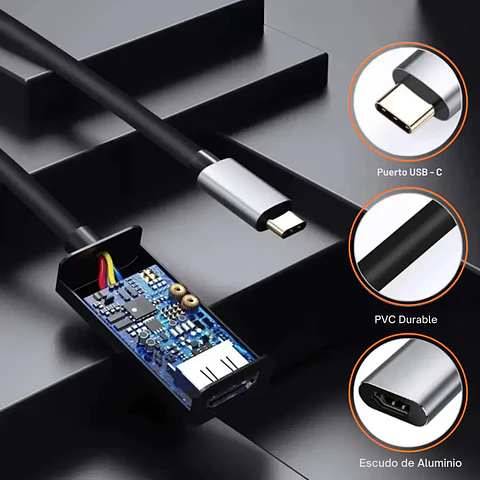 Hub Adaptador USB Tipo C a 1 HDMI 2.1 Ultra HD 8K 60Hz, 4K 144Hz