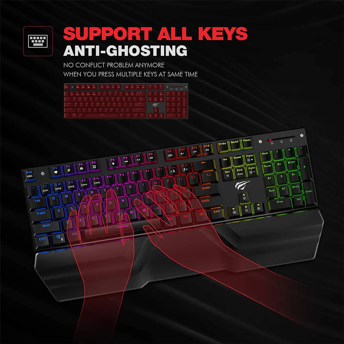 Teclado Gamer Mecánico Gamenote con Apoyamuñeca Switch Blue - KB432L 4