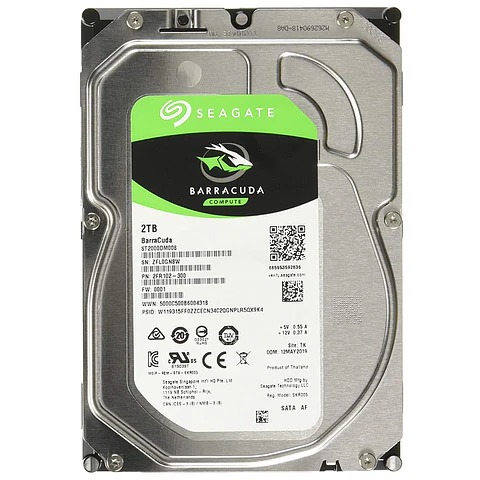 Disco duro Seagate BarraCuda de 2TB (3.5“, SATA, 7200rpm, 256MB - ST2000DM008)