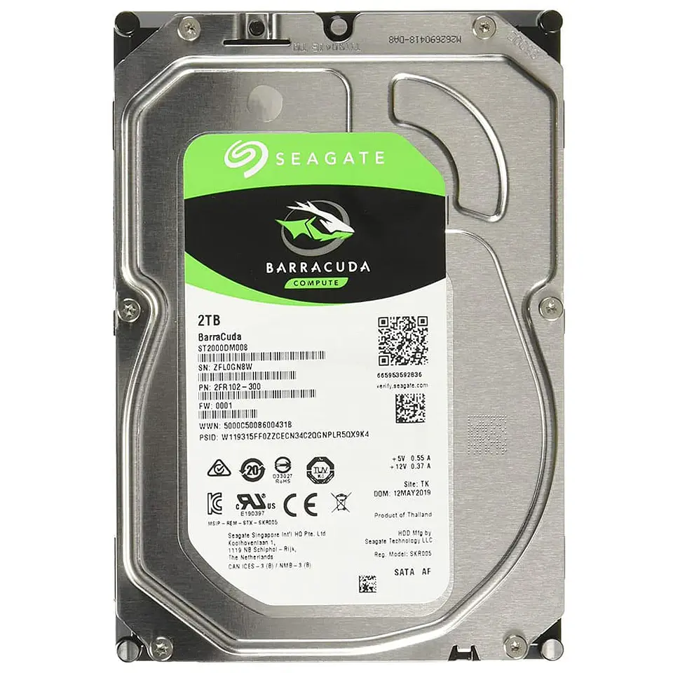 Disco duro Seagate BarraCuda de 2TB (3.5“, SATA, 7200rpm, 256MB - ST2000DM008) 1