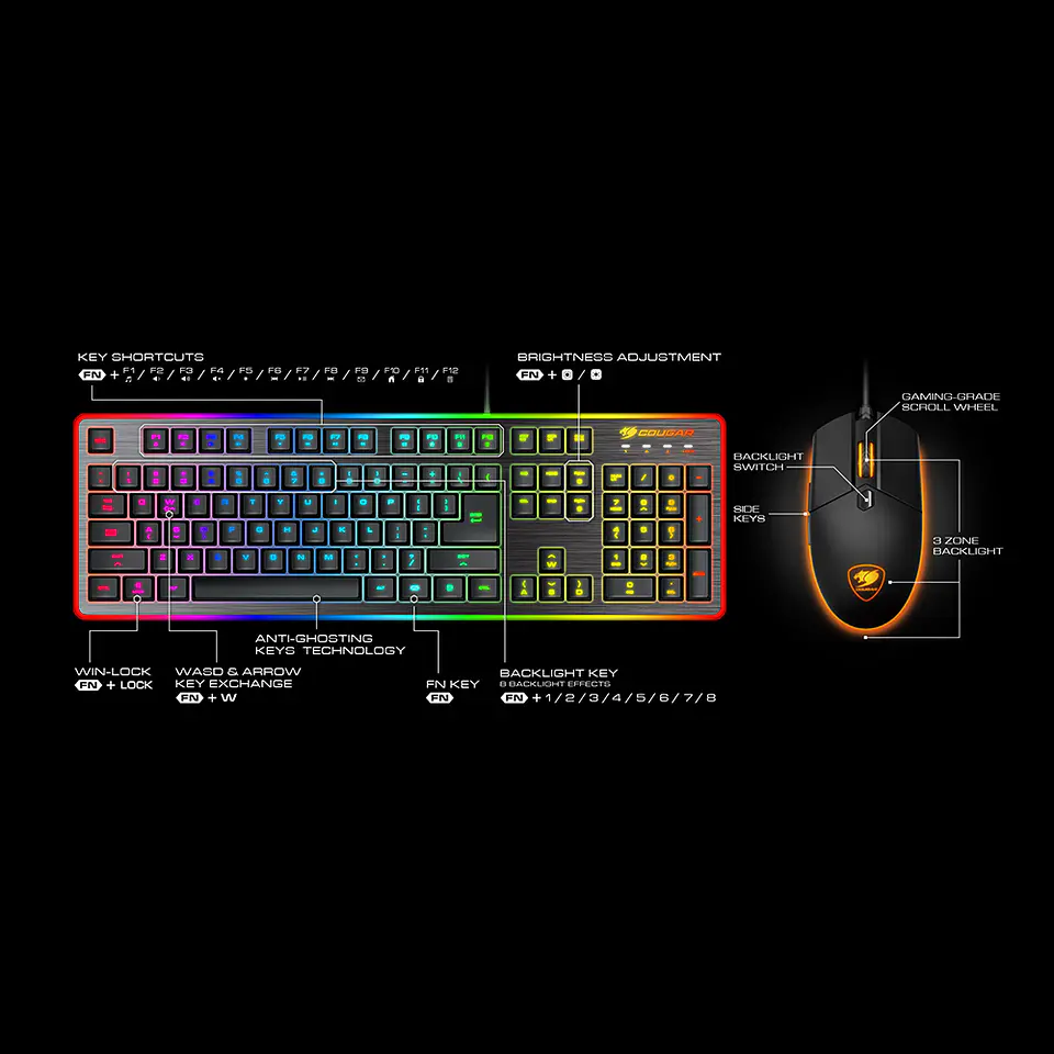 Kit Gamer Cougar Deathfire EX, Teclado + Mouse RGB 7