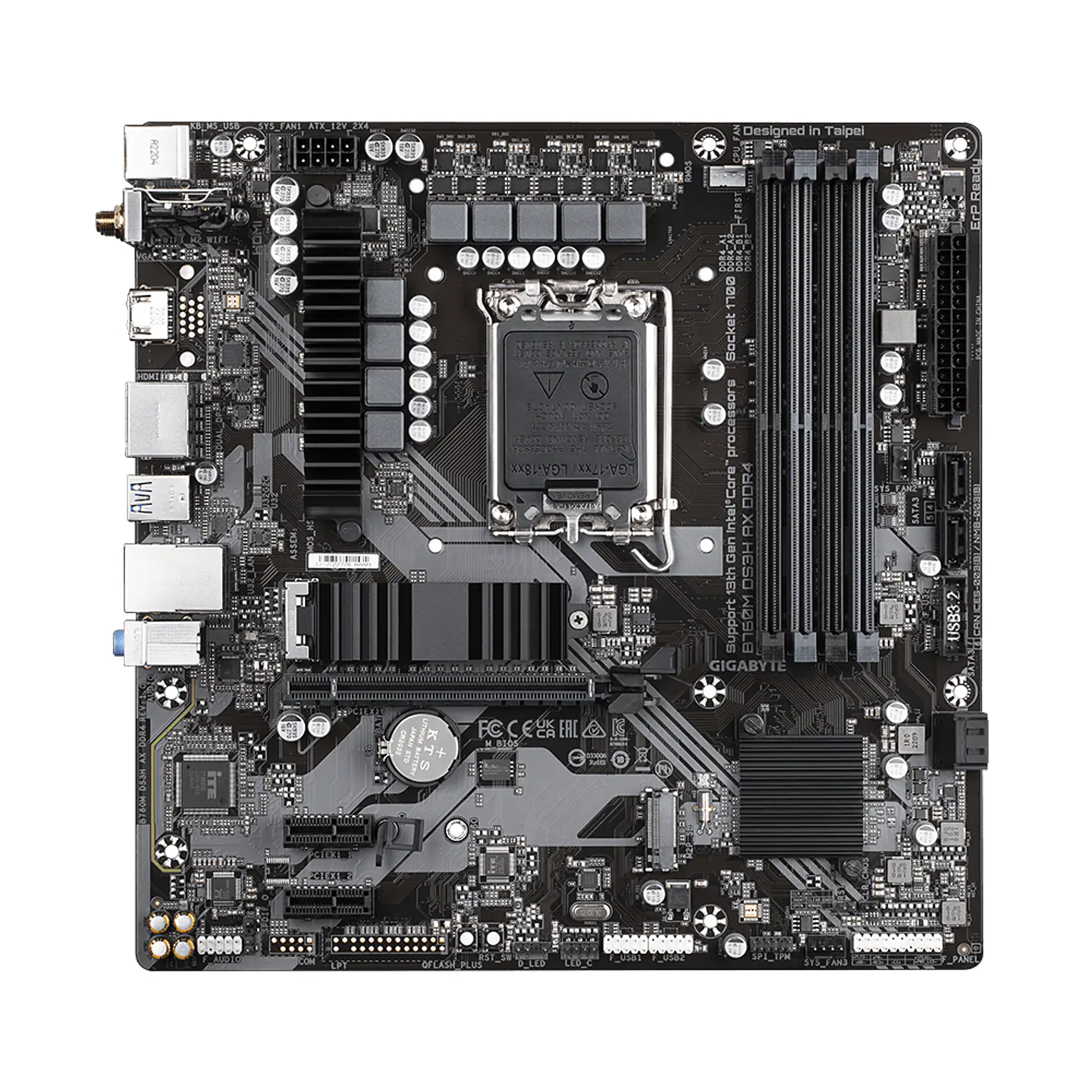 Placa Madre Gigabyte B760M DS3H AX DDR4, WiFi 6, LGA 1700, Intel 12-13 gen 2