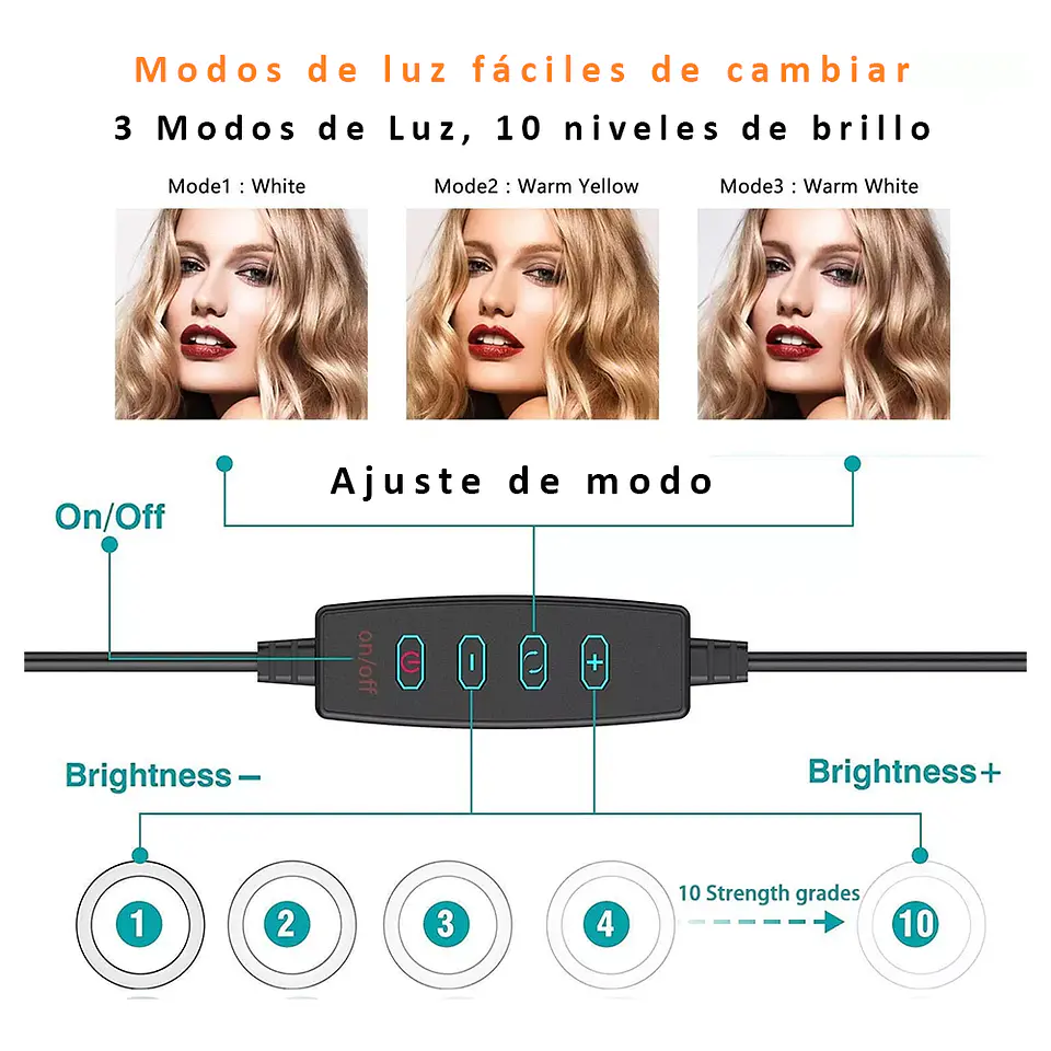 Aro De Luz Led Profesional 26cm + Trípode Reforzado 1.65cm 3