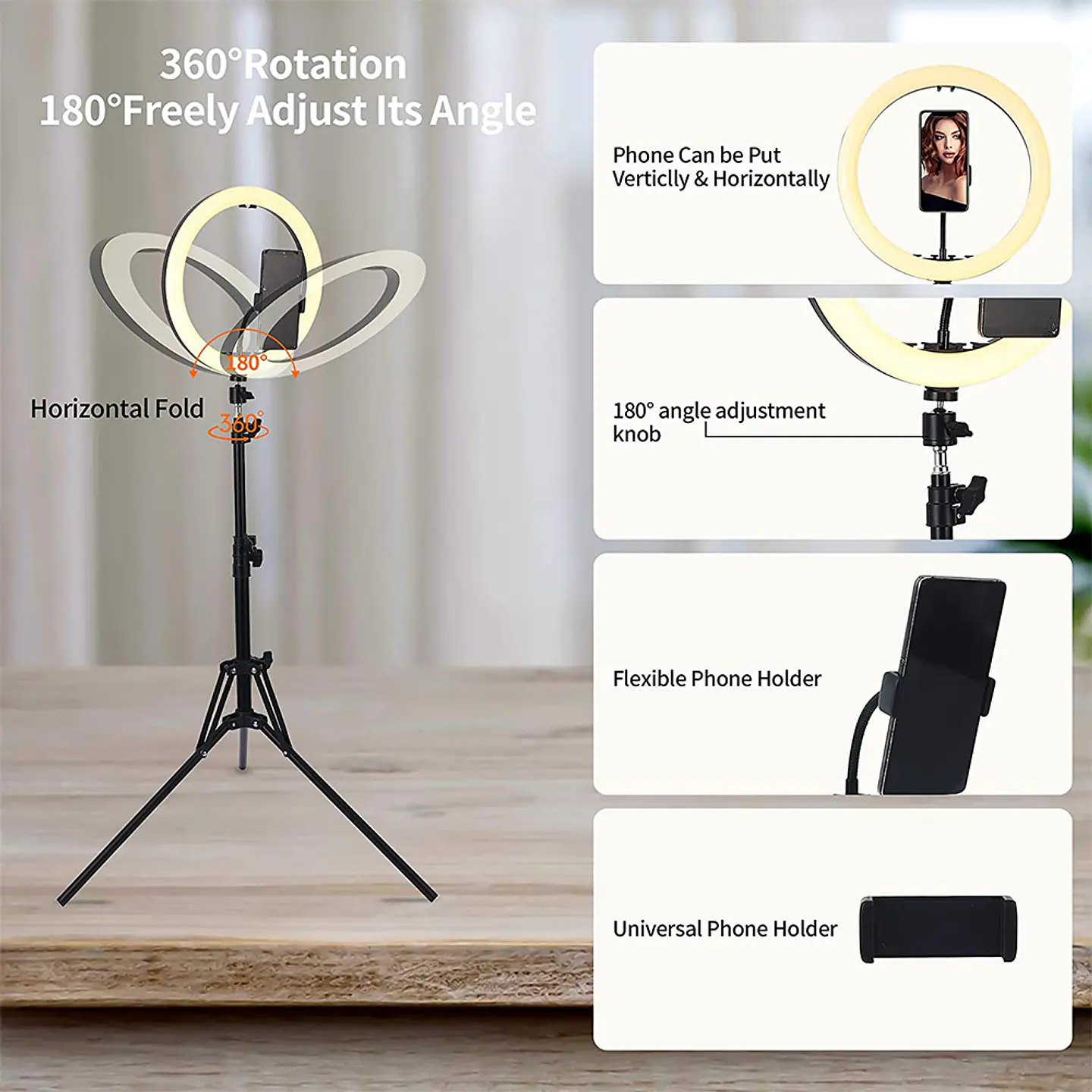 Aro De Luz Led Profesional 26cm + Trípode Reforzado 1.65cm 4