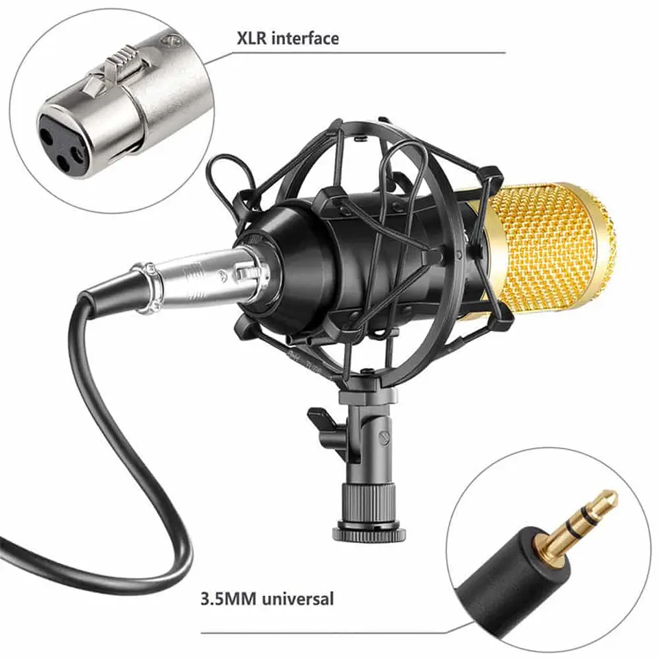 Set Micrófono Condensador Andowl (Micrófono + soporte + Antipop) – Q-7451 5