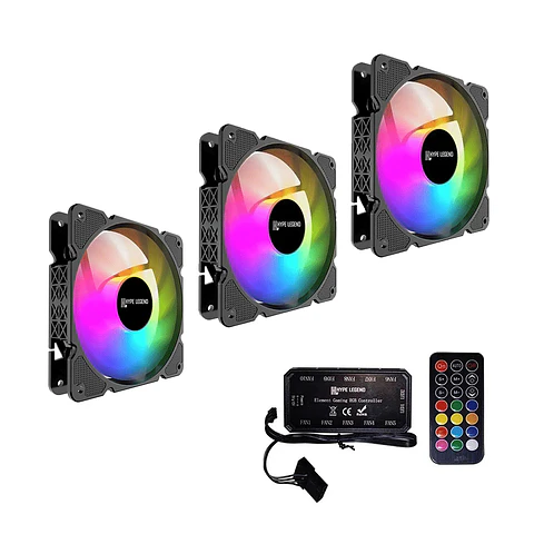 Kit 3 Cooler Fan ARGB Hype Legend M3 + Control de luces
