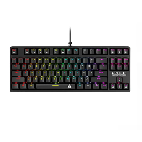 Teclado Gamer Mecánico Fantech Optilite MK872 Black Óptico RGB