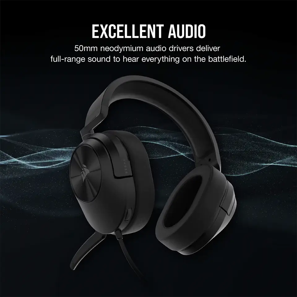 Audífonos Corsair HS55 STEREO 3.5mm/USB, PC/PS5/Xbox, Carbón 3