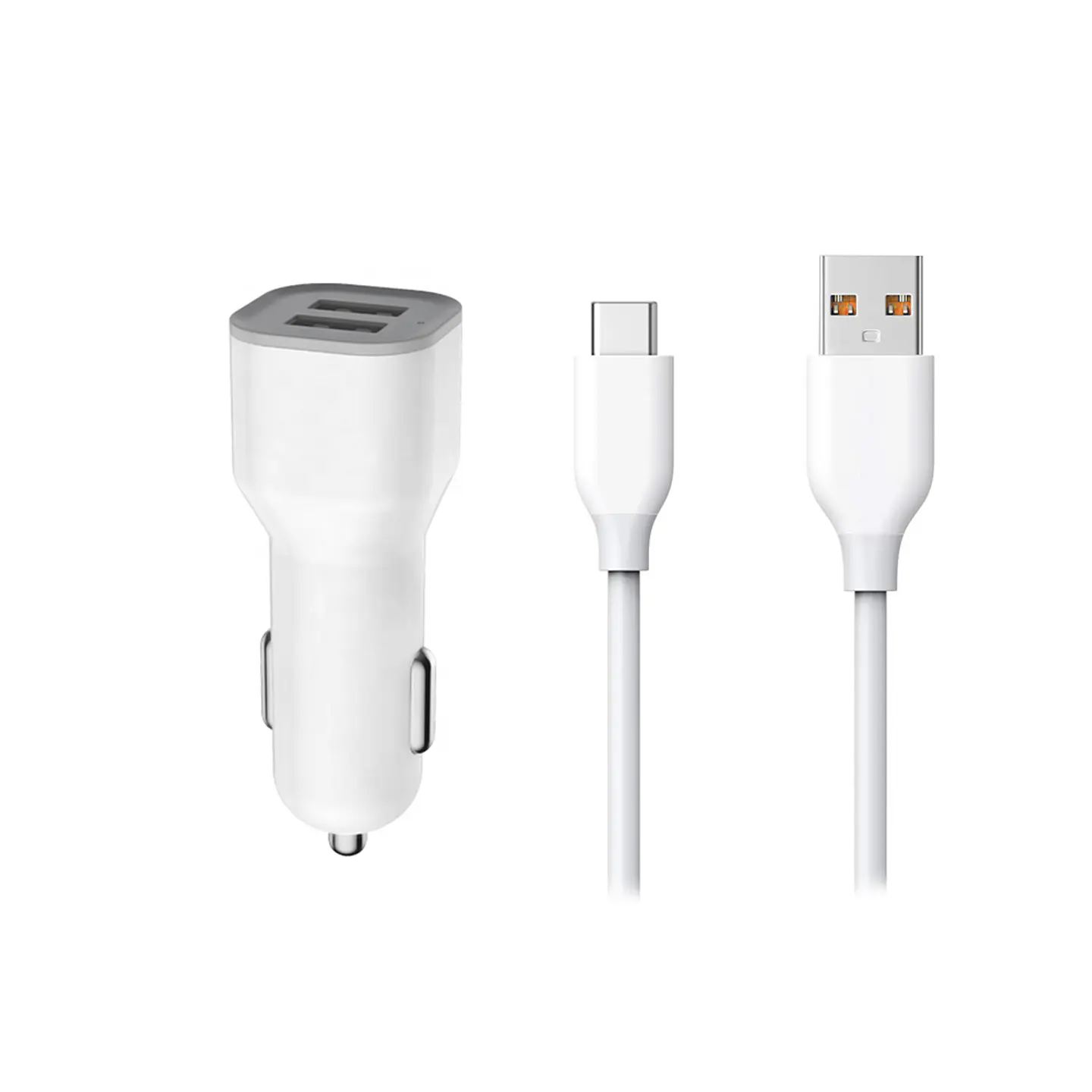 Enchufe Cargador Vidvie para auto, doble entrada USB + Cable Tipo C 1