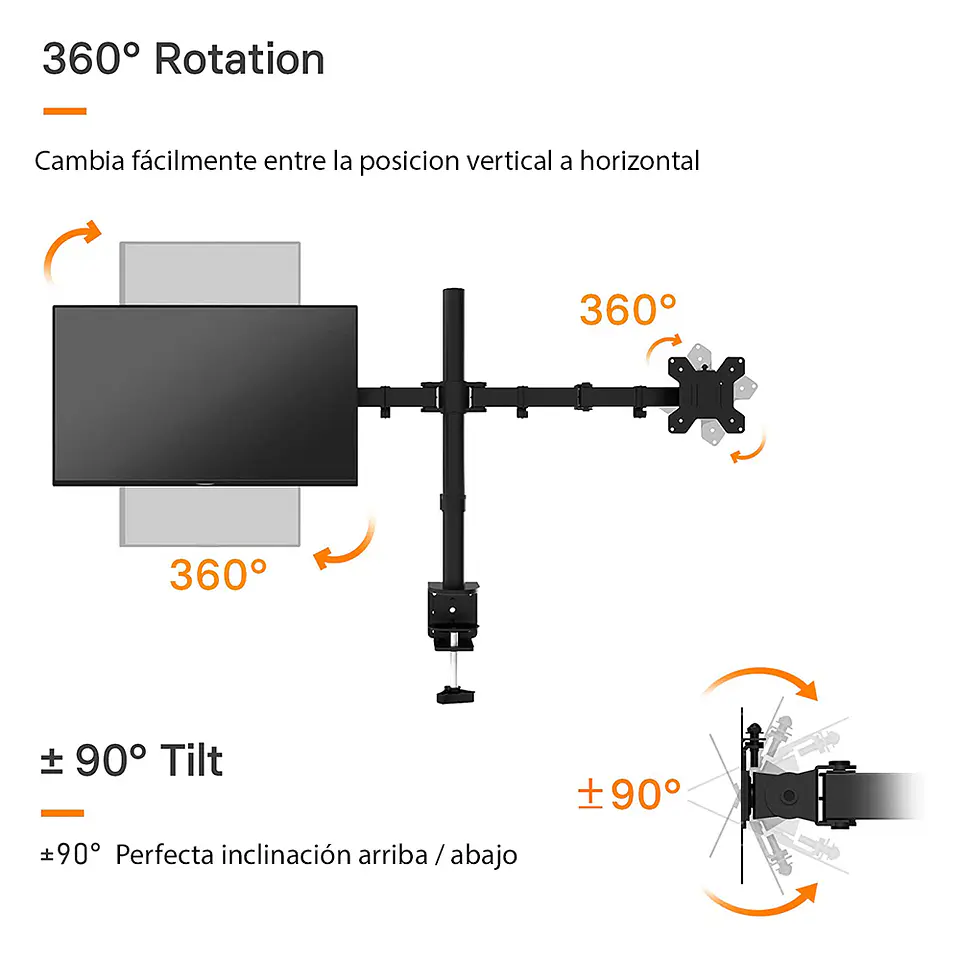 Soporte Doble para Monitor (2 Brazos, hasta 8 Kg, 13“ a 27“) 4