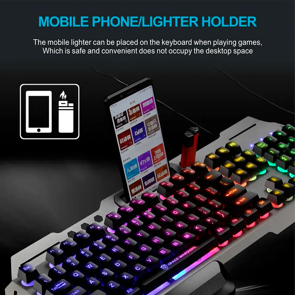 Teclado Gamer Space Warships GK70 metálico y retroiluminado 5