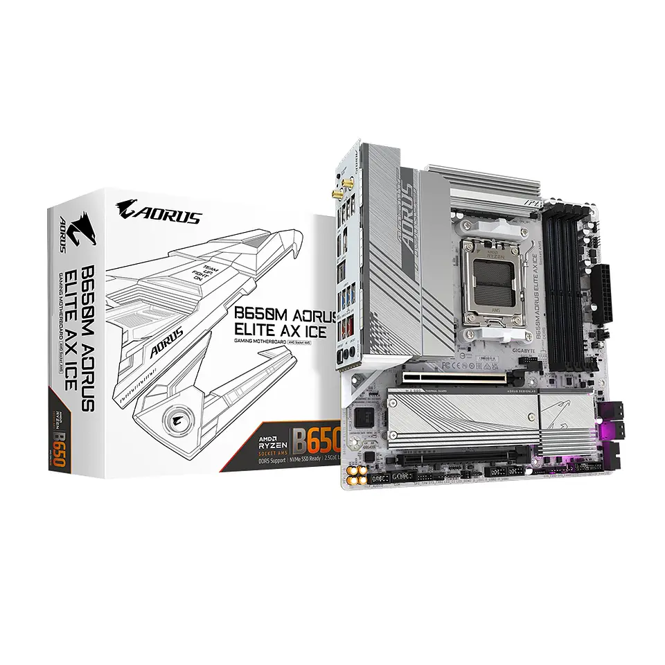 Placa Madre Aorus B650M A Elite AX ICE, AMD B650 AM5, DDR5, mAXT 1