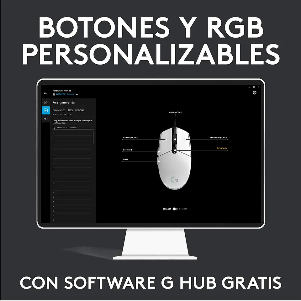 Mouse Logitech G203 RGB Lightsync, 6 botones, 8000DPI, Negro 5