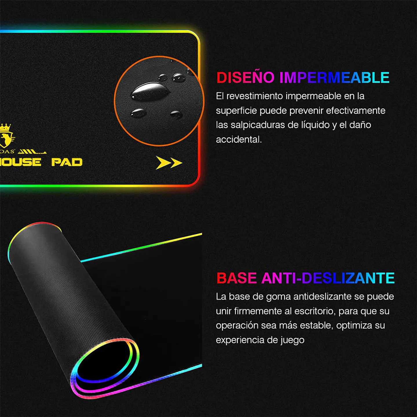 Mouse Pad Gamer AOAS S4000 RGB XL - Antideslizante 5
