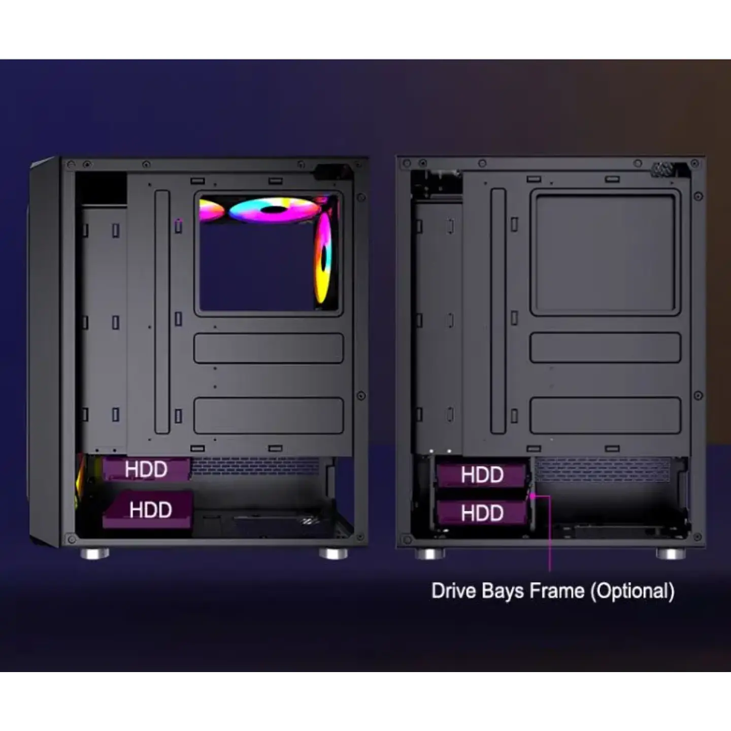 Gabinete Game Pro N22B RGB Programable ATX, incluye 3 ventiladores 3