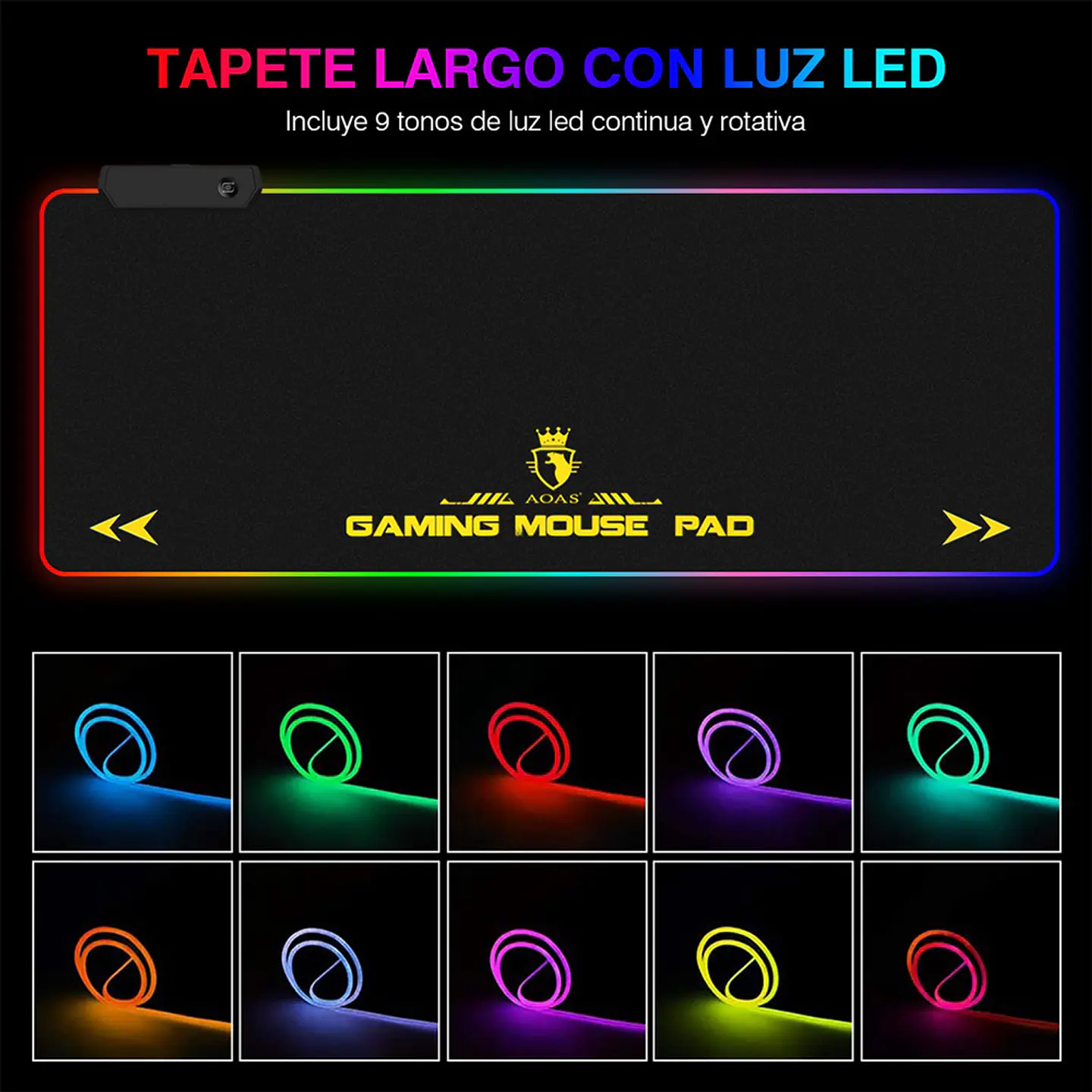 Mouse Pad Gamer AOAS S4000 RGB XL - Antideslizante 6