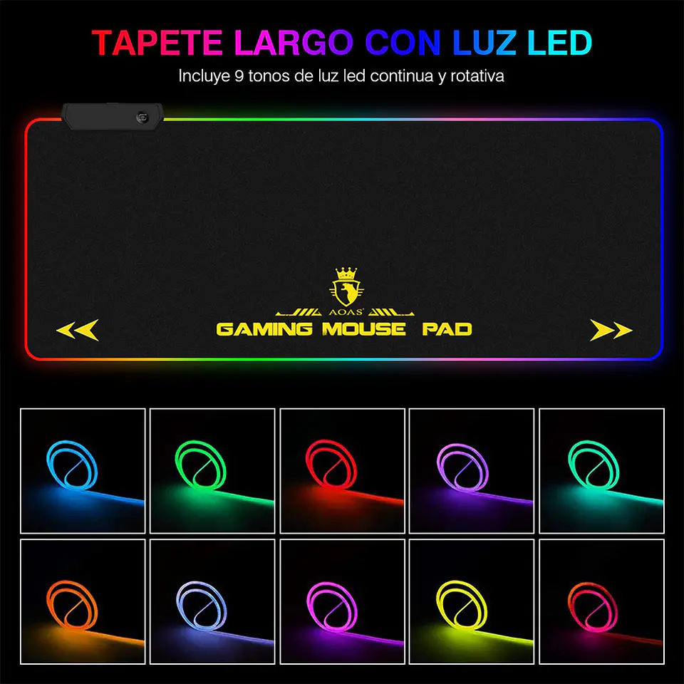 Mouse Pad Gamer AOAS S4000 RGB XL - Antideslizante 6