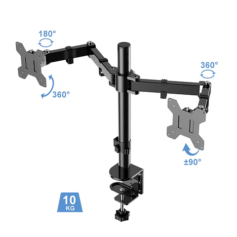 Soporte Doble 2 brazos para Monitor, ajustable base escritorio, 13" - 32"