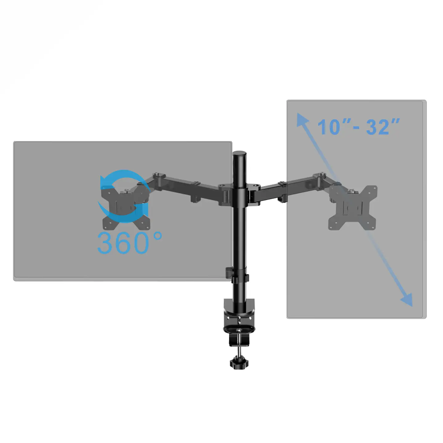 Soporte Doble 2 brazos para Monitor, ajustable base escritorio, 13
