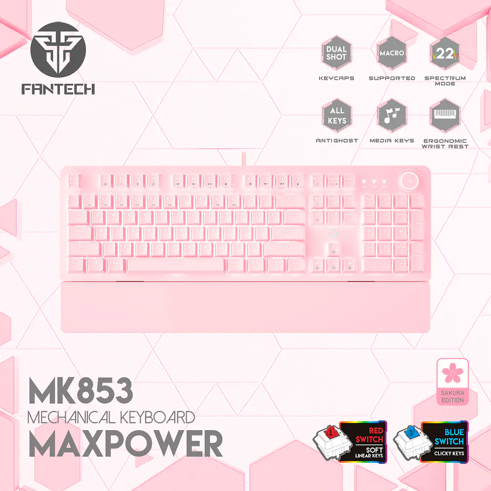 Teclado Mecánico Fantech Maxpower MK853 Sakura, Red Switch 4