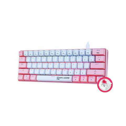 Teclado Mecánico 60%, Hype Legend  Rebel PINKU - Red Switch