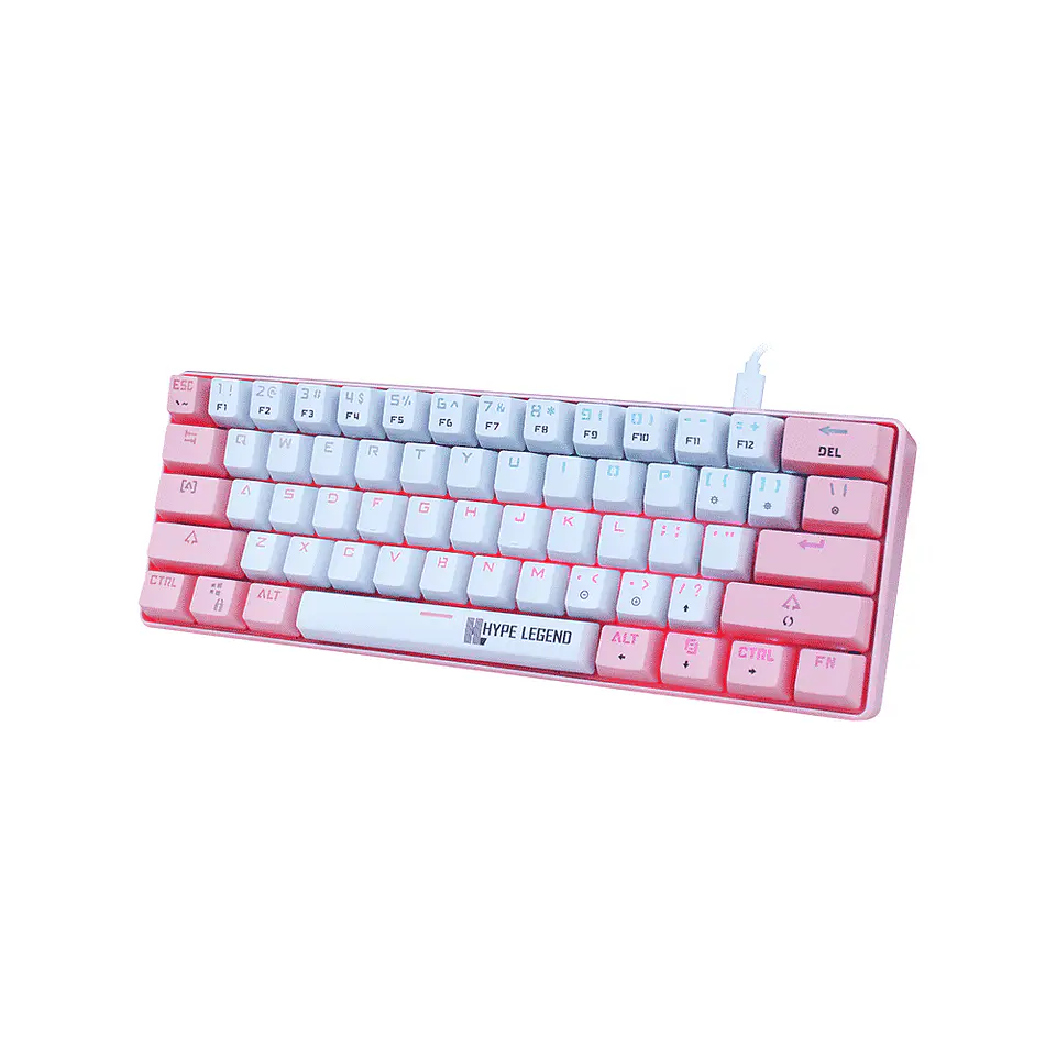 Teclado Mecánico 60%, Hype Legend  Rebel PINKU - Red Switch 2