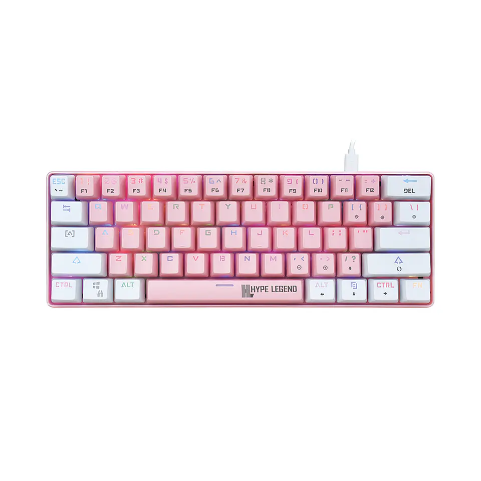 Teclado Mecánico 60%, Hype Legend  Rebel SHIRO Pinku - Red Switch 4