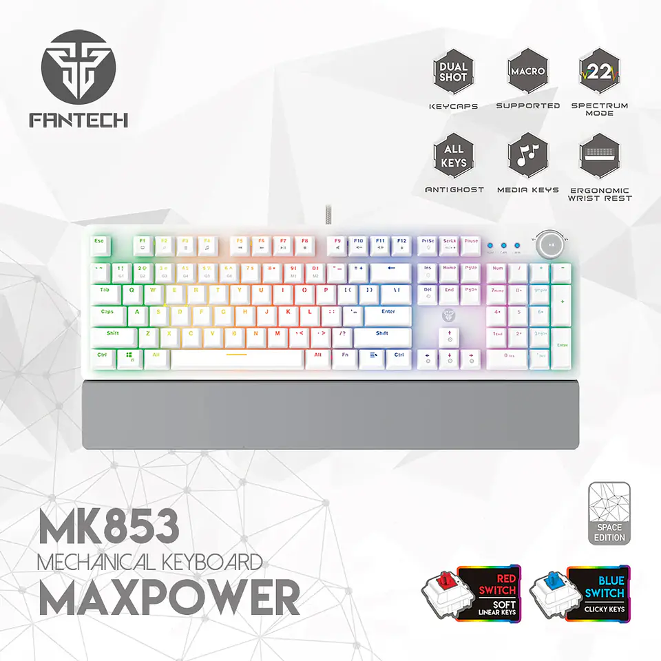 Teclado Mecánico Fantech Maxpower MK853 Space, Red Switch 3