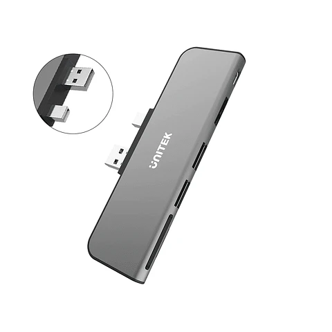 HUB Unitek 6 en 1 para Surface Pro (HDMI, Mini DPort, USB 3.1, MicroSD)