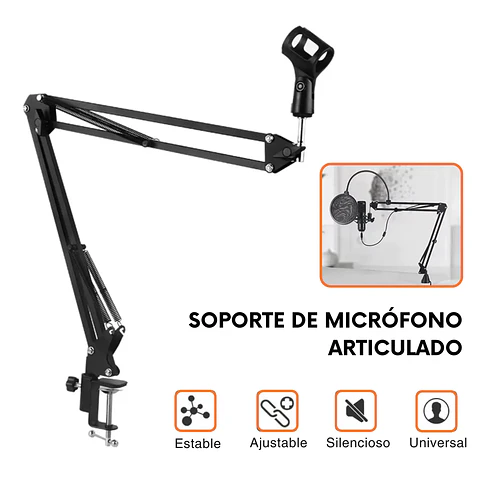 Brazo Soporte Metálico para Micrófono Articulado Ajustable