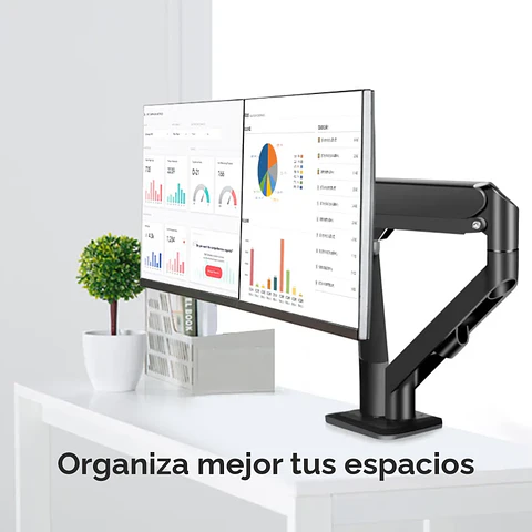 Soporte para Doble Monitor con Neumático, 10"- 32", uso escritorio